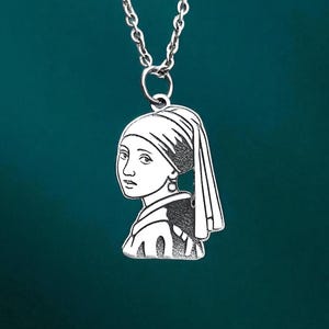 Sterling Silver Vermeer Pendant – Girl with a Pearl Earring – Dutch Golden Age Art Jewelry