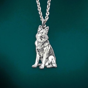 Sterling Silver German Shepherd Pendant – Personalized Gift - Dog Lover Charm, Loyal Companion Jewelry