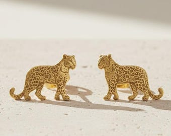 Sterling Silber Leopard Ohrstecker - Gold & Rosegold Optionen