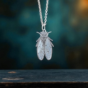 Sterling Silver Cicada Pendant – Nature Inspired Insect Jewelry, Symbol of Rebirth & Transformation