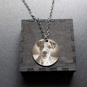 Engraved Photo Necklace of Your Pet Stainless Steel Engraved Dog Pendant