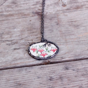 Vintage Copeland Pendant, Floral Antique Broken China Pendant, Stained Glass Necklace image 1