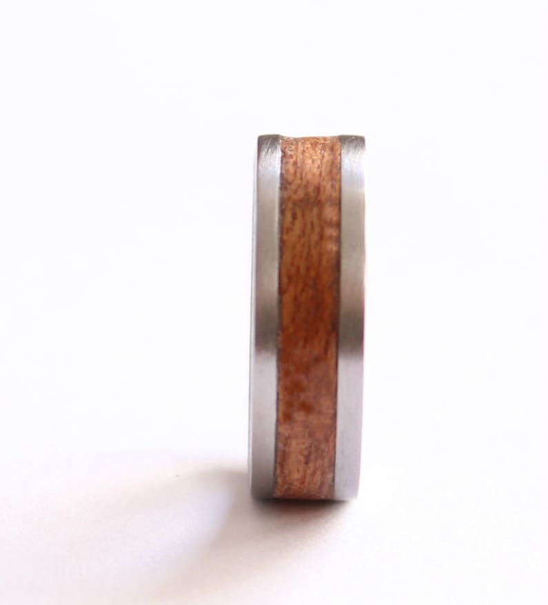 Mahogany Ring Stainless Steel Wedding Band Titanium Ring Wood Wedding Ring Mens Ring