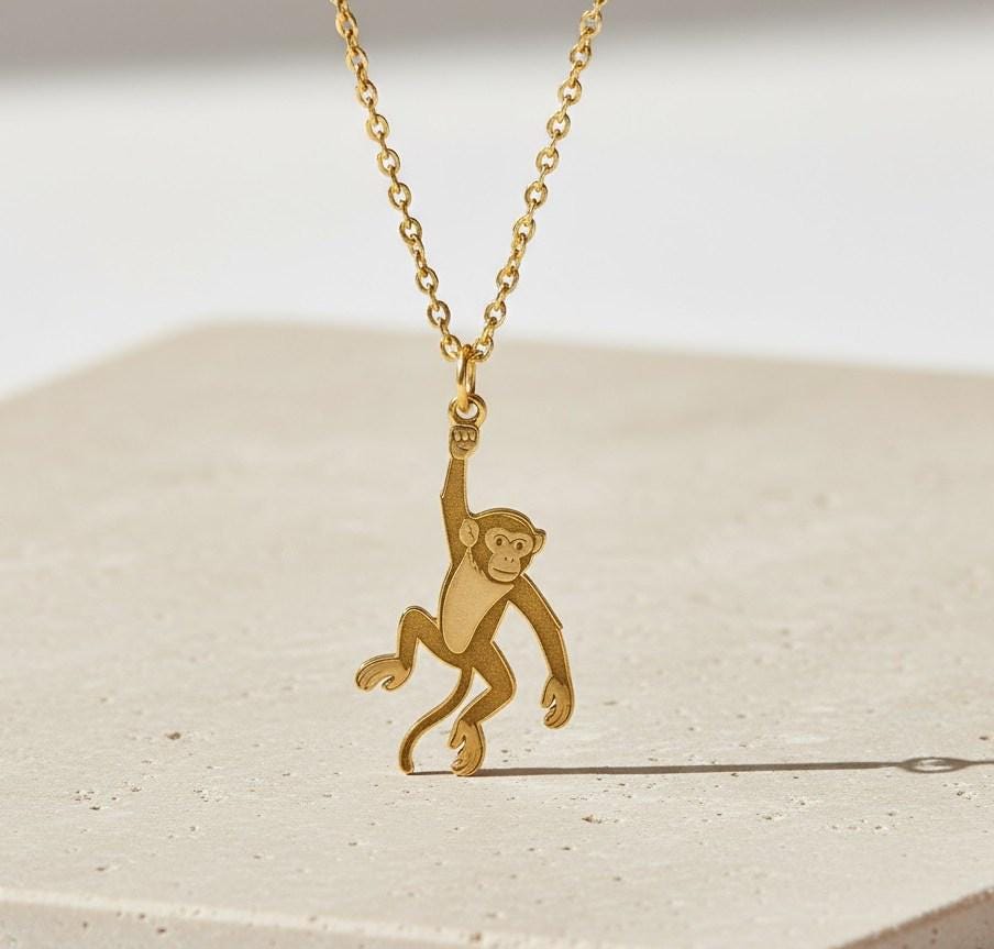 Gold Monkey Necklace - Etsy