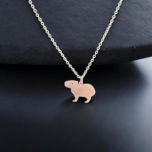 Capybara Necklace in Sterling Silver Rodent Charm