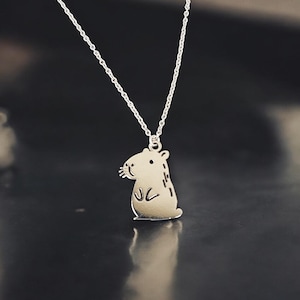 Capybara Pendant in Sterling Silver Rodent Charm Necklace