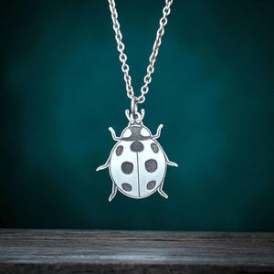 Sterling Silver Ladybug Pendant – Handmade Insect Necklace, Good Luck Charm Jewelry