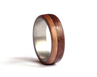 Titanium Wedding Ring, Mens Wedding Band, Wood Mens Ring, Wenge Wood Wedding Ring, American Walnut Ring