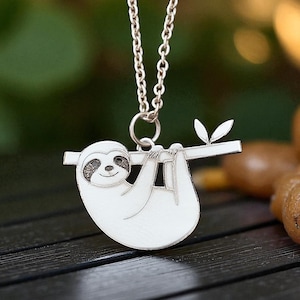 Sterlingzilveren luiaardhanger – ontspannen dierenbedelketting, cadeau voor natuur- en luiaardliefhebbers