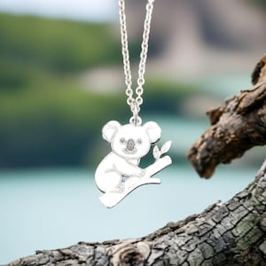 Koala Necklace in 925 Silver –  Sterling Silver Koala Pendant – Cute Animal Necklace Gift for Nature and Wildlife Lovers