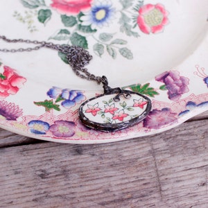 Vintage Copeland Pendant, Floral Antique Broken China Pendant, Stained Glass Necklace image 3
