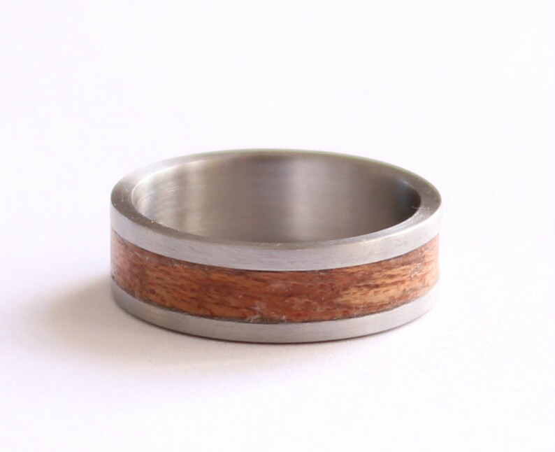Mahogany Ring Stainless Steel Wedding Band Titanium Ring Wood Wedding Ring Mens Ring