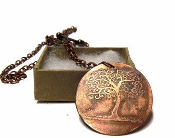 Tree of Life necklace rustic copper necklace