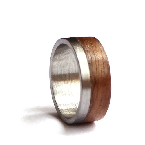 Mens Ring Stainless Steel Wedding Band Wood Wedding Ring - Etsy UK