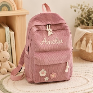 Personalized Toddler Backpack – Custom Embroidered Corduroy Daypack, Perfect for Daycare, Preschool & Birthday Gift