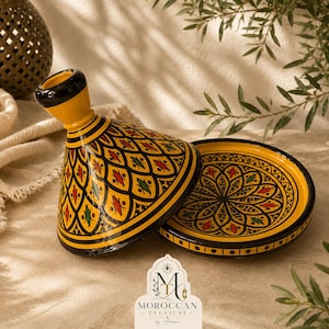 Handmade Moroccan Ceramic Tagine | Hand Painted Serving Dish | Berber Pottery | Moroccan Home Decor