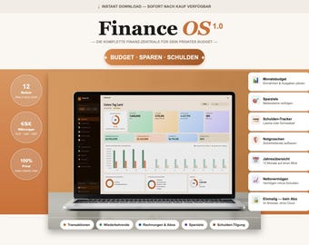 Personal Finance OS (alemán) / Budgetplaner, Sparziele, Schulden-Tracker & Vermögensübersicht / Offline Finanz-Tool / Descarga digital