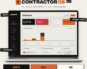 Contractor OS Pro (English)| All-in-One Contractor Software | Estimates, Invoices, Measurements, Jobs & Payment Reminders | Digital Download
