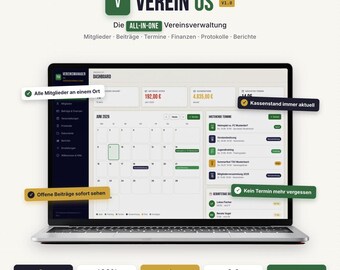 Vereinsmanager OS | Vereinsverwaltung für Mitglieder, Beiträge, Veranstaltungen & Finanzen | Digital Download