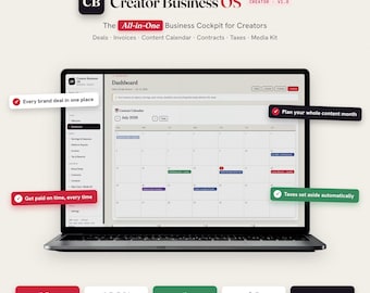 Content Creator Business OS | Business Management Software for YouTube, TikTok, Instagram, UGC & Influencers | Digital Download