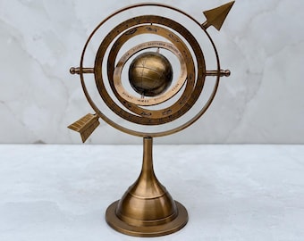 Vintage Celestial Globe, Antique Brass Armillary Sphere, Astronomical Globe Decor, Vintage Office Decor, Celestial Home Decor, Unique Gift