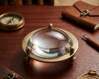 Vintage Brass Table Magnifier, Antique Brown Finish, 3 Inch Lens (Desk Decor)