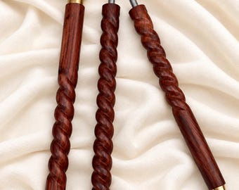 Brass Viking War Hammer Walking Cane: Polished Wood, handle Detachable Travel Stick