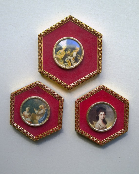 Vintage Small Italian Renaissance Wall Hangings Set Of Three Etsy