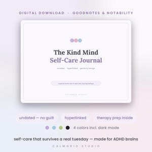 ADHD Self Care Journal for GoodNotes | Digital Mental Health Journal iPad | Mood Tracker, Therapy Prep, Coping Cards | Neurodivergent Gift