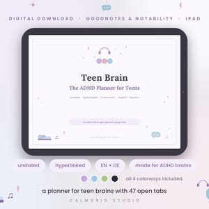 ADHD Teen Planner for GoodNotes | Digital Student Planner iPad Undated | Homework Tracker, Study Sprint Timer & Gift for Neurodivergent Teen