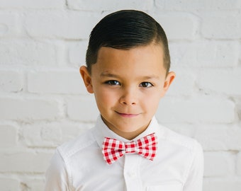 Red Gingham Boy Bow Tie