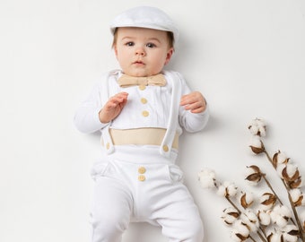 baby boy blessing outfit, baptism outfit boy, baby boy christening outfits, wedding outfit baby boy, baby boy tuxedo, Tan