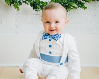 baby blessing outfit boy, christening outfits for boy, baptism outfit boy, wedding outfit baby boy, baby boy tuxedo, baby blue polka dot