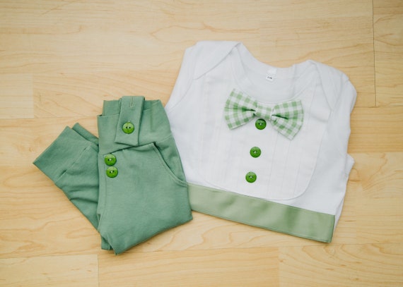 sage green baby boy outfit