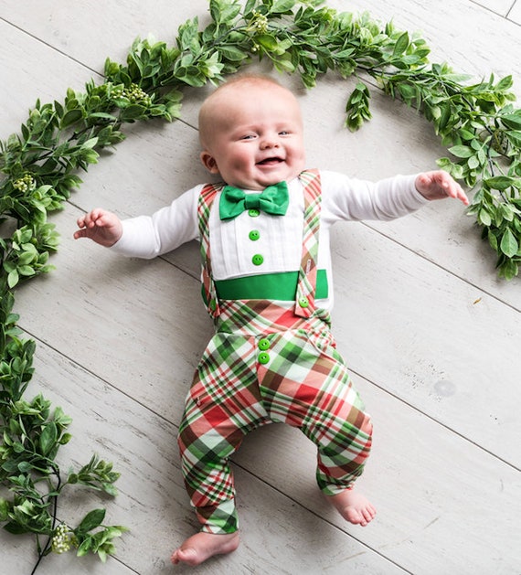 baby boy christmas outfit with suspenders