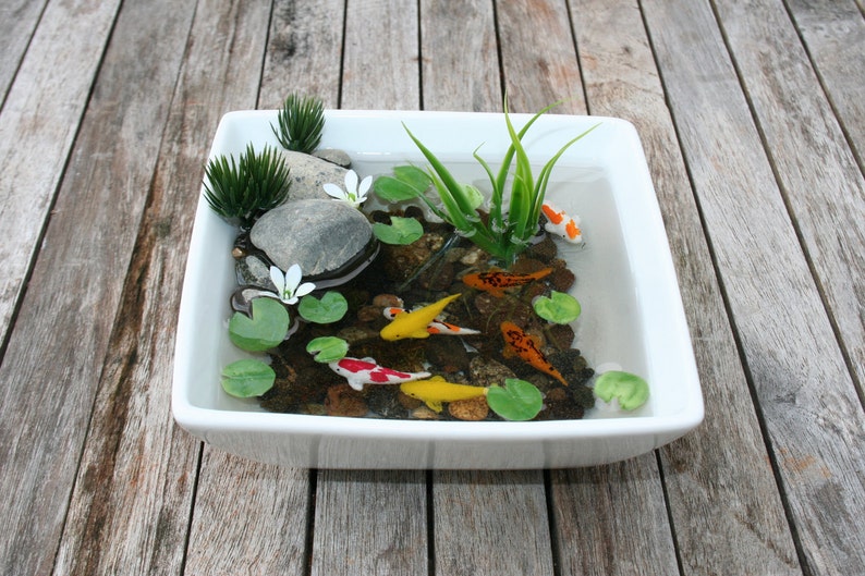 Miniature Koi Pond in Resin Etsy