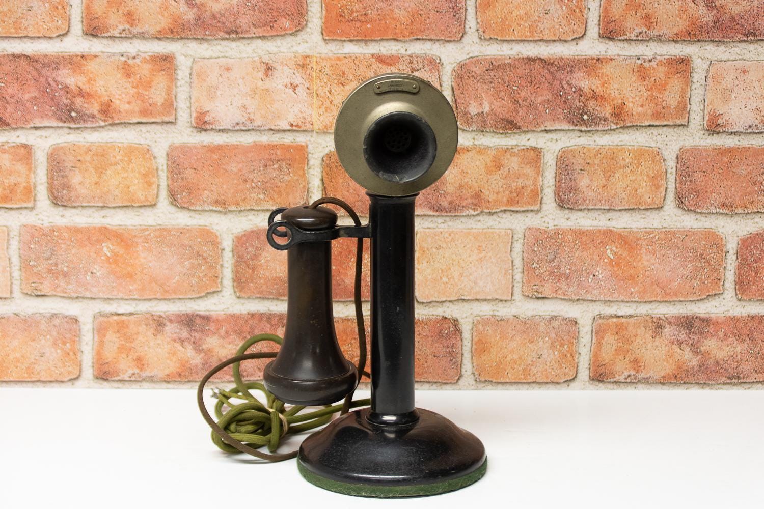 Antique Western Electric CANDLESTICK Black Bakelite Table Desktop Telephone 1904 Antique Black Phone Call Your Mother