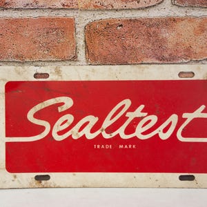 Midcentury Vintage Metal Sealtest Advertising License Plate Milk Dairy Ice Cream Kitchen Decor