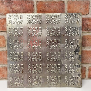 Antique Days O Work Plug Tobacco Tin Factory Stamp Mold Plate Wall Decor