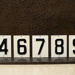 Vintage Black and White Enameled House Numbers Street Numbers Crafting Supplies