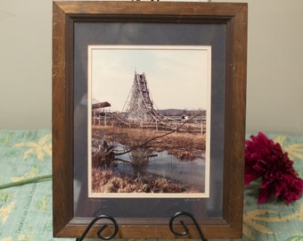 Vintage Wooden Roller Coaster Abandoned Park Eldridge Park Photograph Framed and Matted Signed J Palmer 89