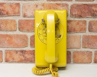 Harvest Gold Rotary Dial Wall Telephone Western Electric Bell System