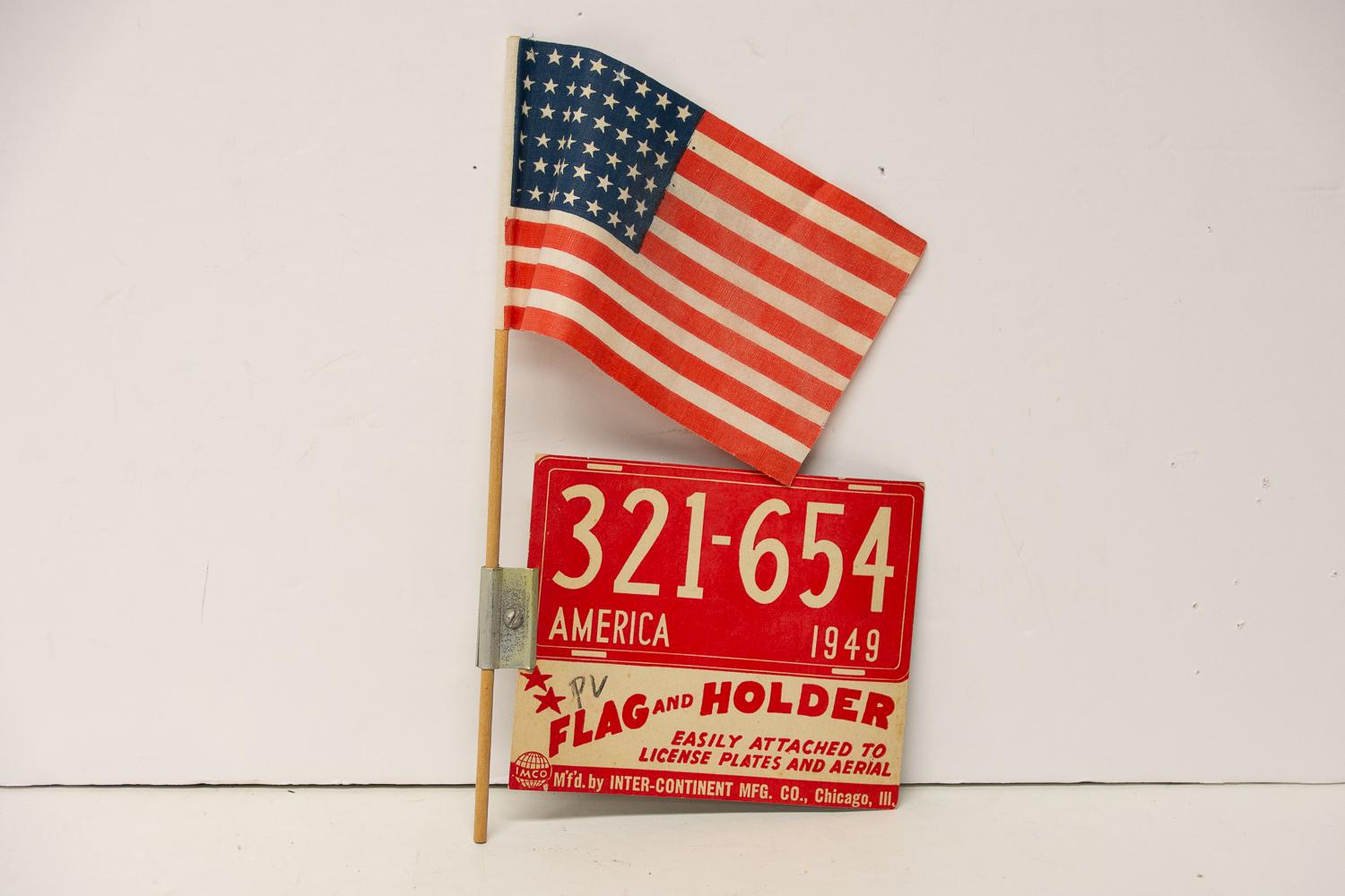 Rare NOS 1949 48-star U.S. American Flag With Auto / Car Aerial