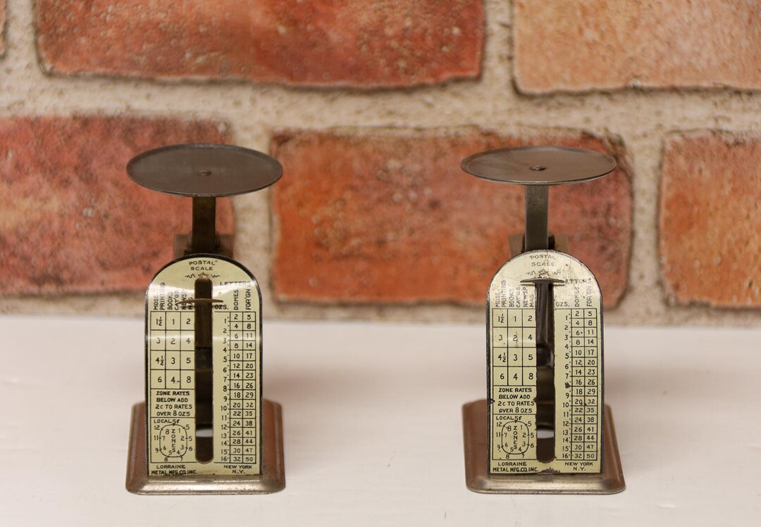 Antique Postal Scale Spring Loaded 2 Cent Lorraine Metal MFG Industrial ...