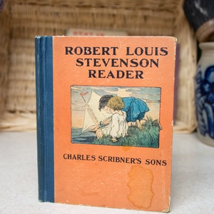 Antique Vintage Hardcover Children&#39;s Book Robert Louis Stevenson Reader 1906 Edition Art Nouveau Illustrations