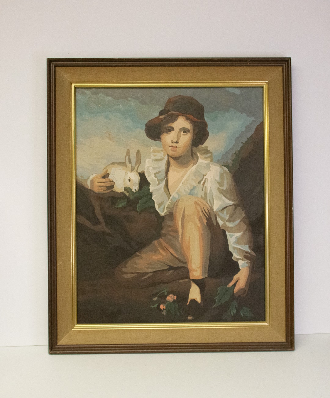 Boy With Rabbit Raeburn Vintage Midcentury Framed Paint by Numbers Rendition of 1814 Raeburn ...
