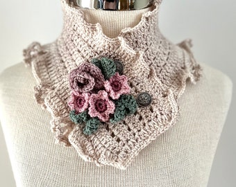 Floral Rose Scarf in cashmere merino wool blend, roses and other flowers, unique lace scarf, pink scarf, womens scarf, scarves, scarf,