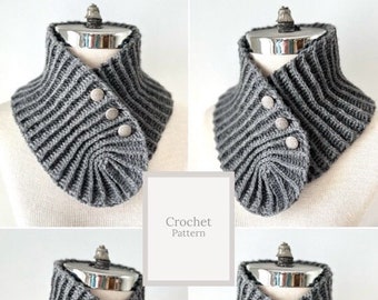 Clermont Ribbed Scarf, Neck Warmer, crochet pattern in DK weight yarn, contemporary scarf, crochet scarf pattern, scarf pattern, crochet