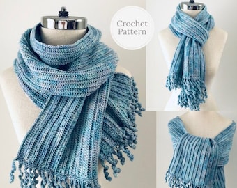 Contemporary Ribbed Scarf Crochet pattern, shawl pattern, long scarf, scarf crochet pattern, scarf pattern, scarfmodern scarf pattern
