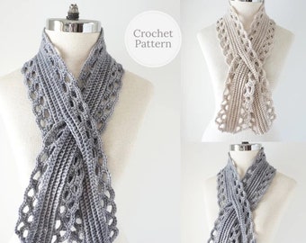 Sophia Lace Scarf crochet pattern in DK weight yarn, contemporary scarf with a touch of lace, crochet scarf pattern, scarf pattern, crochet